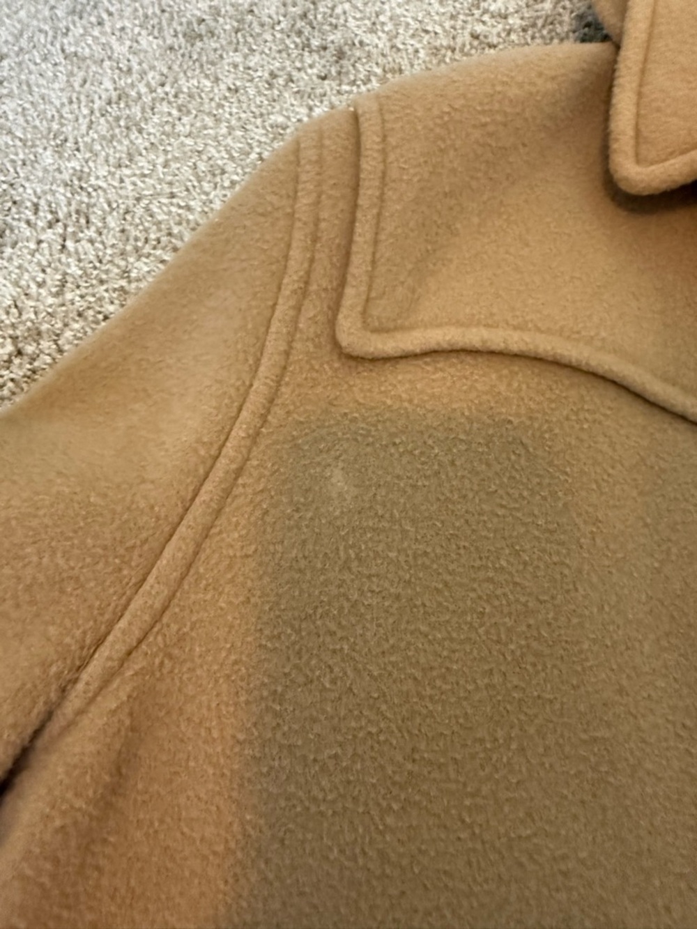 Burberry Camel Wool Pea Coat with Signature Check Lining - Picture 14 of 14